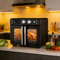 Four à Friture à Air Chaud Électrique Double Porte en Acier Inoxydable OEM Personnalisé, Four à Convection à Air Chaud, Facile à Nettoyer, Compatible Lave-Vaisselle, Usage Domestique
