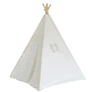 Fabrika toptan sevimli beyaz dantel prenses çadır, evde oynayan kızlar için hint çadır, çocuklar doğum günü partisi hediye