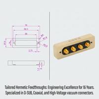 Conector Coaxial SMA de 4 Canales, 18 GHz, Tipo D, Hermético, de Pasaje, para Vacío, de Alimentación Eléctrica