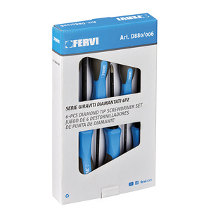 FERVI Serie Cross & Slotted <b>Screwdriver</b> <b>Set</b> with Steel Handle Giravitati Diamantati - Product Image 1