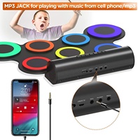 Batterie électronique de jazz portable de bureau, pliable, en silicone et ABS, colorée, avec double haut-parleur, modèle FDK-313, OEM/ODM