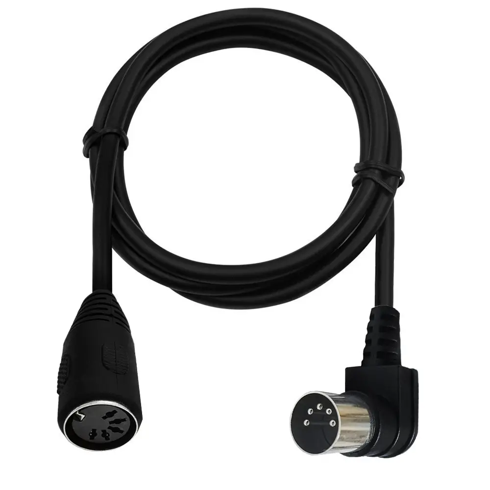 Kabel Audio ekstensi perempuan, kabel Audio Y Splitter 50cm, MIDI sudut 90 derajat, 5 Pin Din Pria ke DIN 5Pin