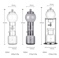 Infuseur de café froid à goutte lente réglable en verre transparent de 600ml