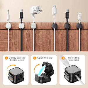 Organisateur de câbles magnétique à un seul niveau pour la charge de téléphone et le stockage de données, crochet mural en plastique pour bureau, boucle pour usage domestique - Product Image 4