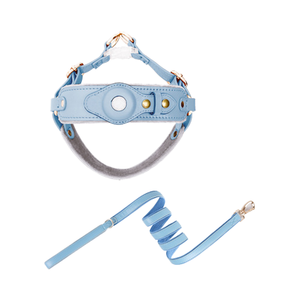 Groothandel Honden-En Kattentuigriem Set Met Airtaghouder Pu-Materiaal Verstelbaar Zacht Harnas Voor Wandelen Buiten/Binnen Gebruik - Product Image 3