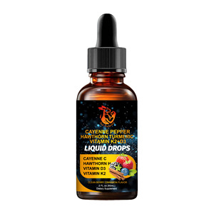Gouttes liquides OEM ODM de poivre, curcuma, vitamines K2+D3 et de Cayenne pour stimuler le métabolisme, complément d'aubépine en gouttes liquides - Product Image 1