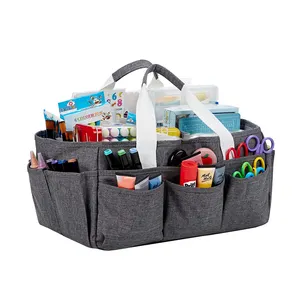 Craft Organizer Tote Bag Art Caddy Organizer dengan Pegangan Caddy Kerajinan Multi-fungsi untuk Menjahit Persediaan Scrapbooking