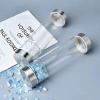 Nouvelle conception 2026 – Bouteille d'eau en verre cristallin de 500 ml avec pierres précieuses naturelles pour eau potable et jus
