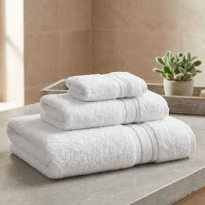 Ensemble de serviettes de bain en coton blanc, couleur unie, tissées, rectangulaires, pour usage domestique, adulte - Product Image 4