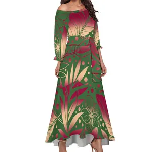뜨거운 판매 2023 여자 폴리네시아 부족 빅 사이즈 8XL 오프 어깨 인어 드레스 Puletasi 피쉬 테일 사모아 드레스