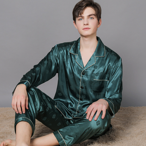 Nuovo <span class=keywords><strong>pigiama</strong></span> da <span class=keywords><strong>uomo</strong></span> personalizzato Button-Down morbido Casual 2 pezzi Set di abbigliamento per la casa per le caratteristiche termiche del soggiorno e del sonno - Product Image 6