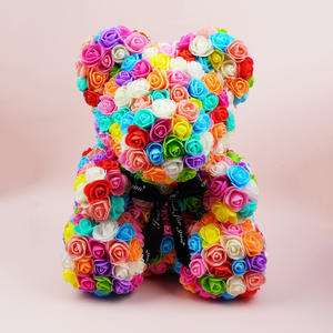 Ours en roses multicolores brillantes de haute qualité, très demandé, 40 cm, roses PE de couleurs mélangées - Product Image 6