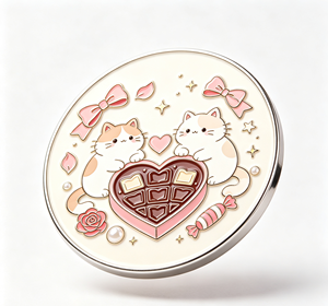Pin de Solapa Redondo Personalizado con Diseño de Gato de Dibujos Animados, Pin de Aleación de Zinc Esmaltado para Regalo y Promoción - Product Image 3