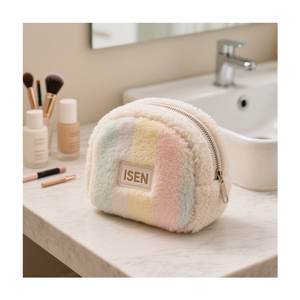 <span class=keywords><strong>ISEN</strong></span> Mujeres Ronda Cordero Sherpa Bolsa de maquillaje Estuche de cosméticos Logotipo personalizado Neceser Bolsa de viaje Baño Bolsa de almacenamiento - Product Image 2
