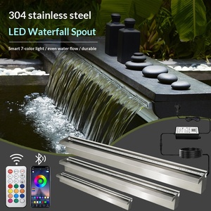 Cortina de Agua con Control Remoto de Acero Inoxidable, Cascada de Agua para Exteriores con Iluminación LED para Piscinas - Product Image 1