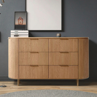 Commode de rangement de luxe Byron à 6 tiroirs en chêne massif courbé, fabriquée à la main, écologique, design européen moderne, taille et couleur personnalisables