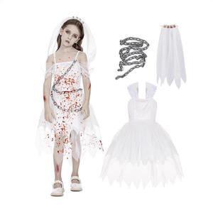 <span class=keywords><strong>Disfraz</strong></span> de <span class=keywords><strong>Novia</strong></span> Zombi para Actuación en Escenario para Niñas, Vestido Gótico sin Mangas con Detalles Sangrientos, Conjunto de Disfraces de Halloween - Product Image 1