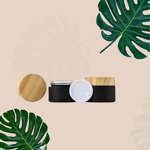 Hot Sale Cosmetic Face Cream <b>Container</b> 5g-100g Black Frosted Glass Jar with Plastic Lid - Product Image 5