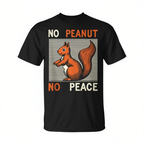 No <b>Peanut</b> No Peace Squirrel T-Shirt Black Unisex Adult Size <b>M</b> - Product Image 2