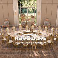Ensemble de table et de chaises de banquet rondes en acier inoxydable et MDF pour hôtels de luxe et mariages