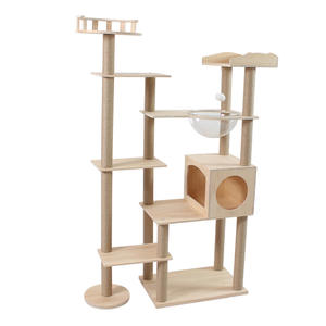 Furnitur kayu Modern untuk mainan kucing, mainan menara tempat tidur gantung hewan peliharaan, bingkai memanjat termasuk kucing menggaruk karton - Product Image 5