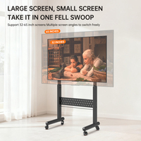 Chariot mobile pour téléviseur en acier robuste, réglable en hauteur manuellement, capacité de 90 kg, support pour écran de 100 pouces, inclinaison de 25 degrés, VESA 600x400