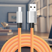 Câble de données de charge rapide personnalisé avec logo, orange, imitation gel de silice, USB A vers Type C pour téléphone