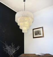 Lustre en verre de Murano 4 couches de design italien pour le salon et la chambre à coucher Lustre en verre blanc albâtre pour la décoration intérieure