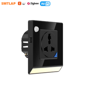 Prise murale intelligente universelle LAPU Tuya WiFi Zigbee en verre trempé 3 broches <span class=keywords><strong>220V</strong></span> 16A avec capteur et lumière LED Blanc/Noir - Product Image 3