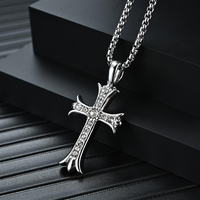 Collier pendentif croix style Hip Hop en acier titane avec zircon, bijou tendance à maillons pour cadeau ou accessoire