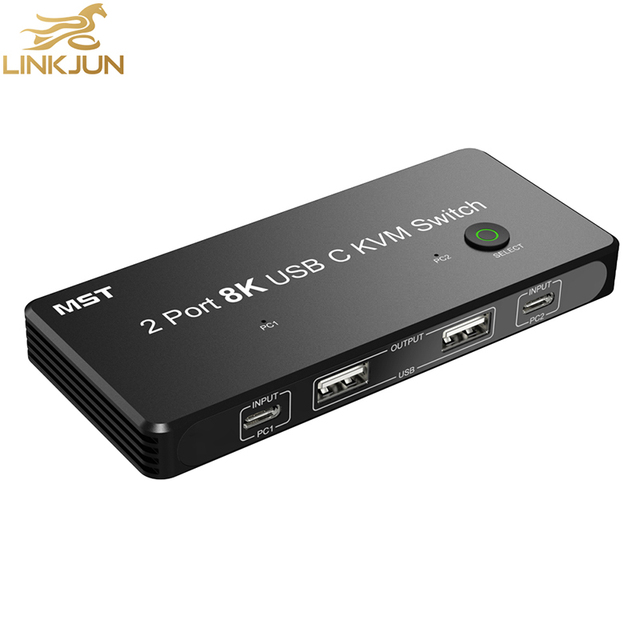 New A111 KVM Switch with USB-C 1.4 & USB 2.0 2-Port HDMI+DP 8K Output MST Function USB Cable for Camera Laptop Use