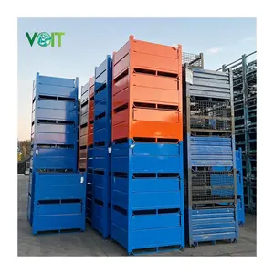 Industry Powder Coated Collapsible Metal Steel Storage Bin