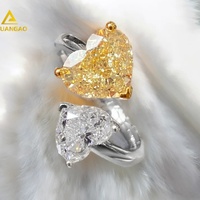 Bague de proposition double pierre 14k 18k Platine Or massif avec IGI Lab Grown Heart Shaped Fancy Blue & White Diamond pour les mariages