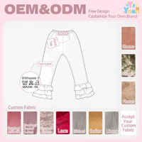 Pantalones acampanados para niñas, color amarillo claro, con triple capa de volantes, cintura elástica, sueltos, rectos, informales, para primavera