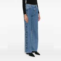 Jean droit taille haute pour femme 100 % coton, coupe classique, respirant, écologique, lavable, délavé, pantalon en denim décontracté