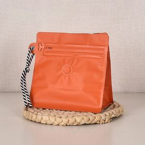 Customized Eco Friendly Custom Printed logo Zipper Aluminum Foil Empty Flat Bottom Pouch Coffee <strong>Bags</strong> With Rope Handle - Product Image 6