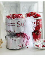 Papier d'emballage rond pour bouquets DIY en carton duplex PE enduit imperméable, motif Super Love You, vente en gros
