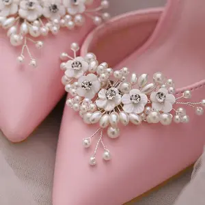2022迷人新娘鞋夹优雅新娘结婚鞋扣珍珠结婚配件迷人鞋扣