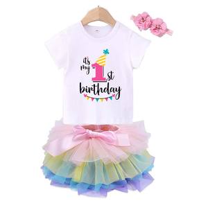 Neonate 1st Birthday Outfit pagliaccetto Tutu gonna corno unicorno <span class=keywords><strong>abbigliamento</strong></span> per Smash Cake servizio fotografico DGHB-008 - Product Image 1