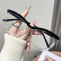 Monture de lunettes PC style Instagram, effet œil-de-chat, monture intégrale, tendance, unisexe, mode haut de gamme, verres unis anti-lumière bleue