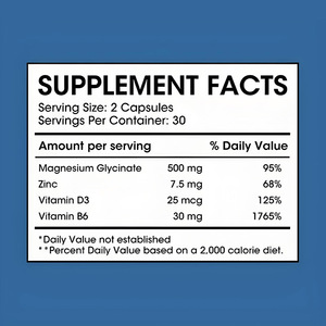 Private Label magnesio glicinato e zinco vitamina D3 B6 complesso magnesio glicinato capsule integratori a base di erbe - Product Image 5
