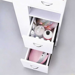 Foldable nail salon <b>table</b> with wheels and movable multi-layer drawers, nail repair workbench - Product Image 5