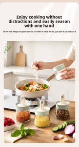 玻璃盐罐香料收纳盒厨房家用分格密封瓶罐糖罐调味罐套装 - Product Image 3