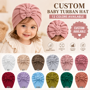 <span class=keywords><strong>Cappellino</strong></span> Turbante Morbido Elastico a Costine Personalizzato per Neonati, con Grande Doppio Fiocco, Berretto per Neonato, Copricapo Solido per Bambini, Cappello da Ospedale per Neonato - Product Image 1