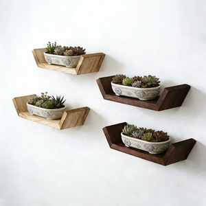 Étagère d'angle flottante en bois, support mural de rangement, étagère de présentation pour la décoration <span class=keywords><strong>murale</strong></span> du salon et de l'hôtel - Product Image 2