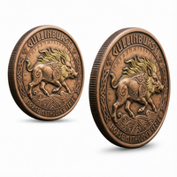 Pièce de monnaie souvenir en cuivre antique 3D gaufrée sur mesure, thème mythologie nordique Gullinbursti, pour cadeaux d'exposition muséale (vente en gros)