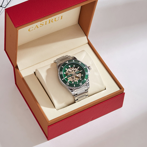 自動メカニカルシルバートーン腕時計Tourbillonムーブメントミネラルガラスケースクロノグラフステンレススチール22mmビジネス - Product Image 1