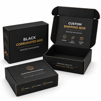 Boîtes en carton ondulé noir mat imprimées en CMJN, boîtes d'expédition individuelles pour l'envoi d'ensembles de toilette de voyage