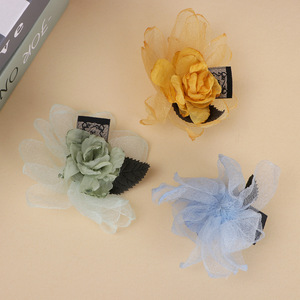 Korean Style Fabric Hair <b>Clip</b> With Mesh Flower 7Cm Handmade Daily Wear Hair Accessories - Product Image 3