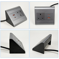 Prise de courant de bureau inclinable UK BS1363 13A, Hub d'alimentation de table USB-C PD20W USB-A 18W pour bureau de conférence